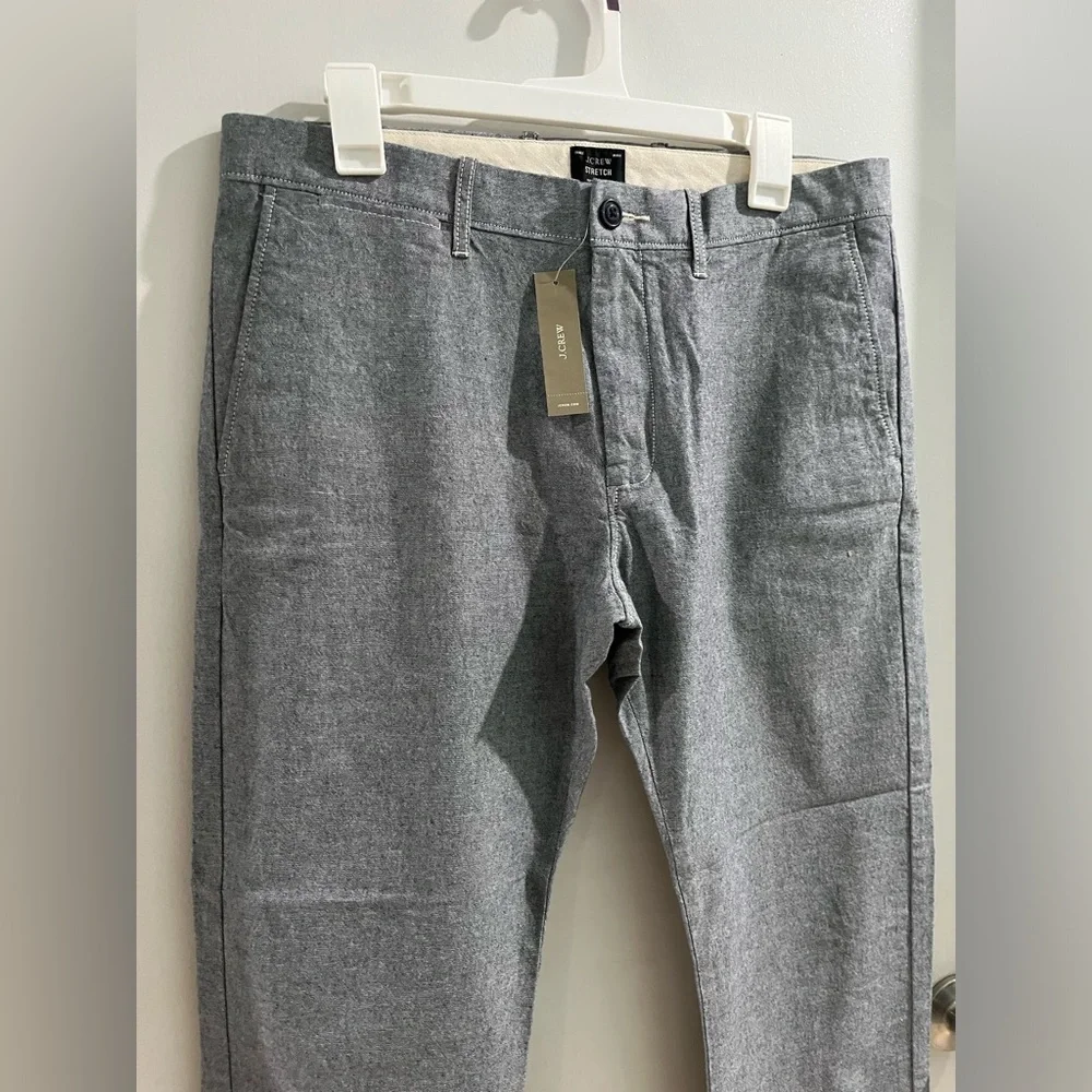 J.CREW Stretch Chambray Button Front Pants, Blue, Size 32 x 32, new!